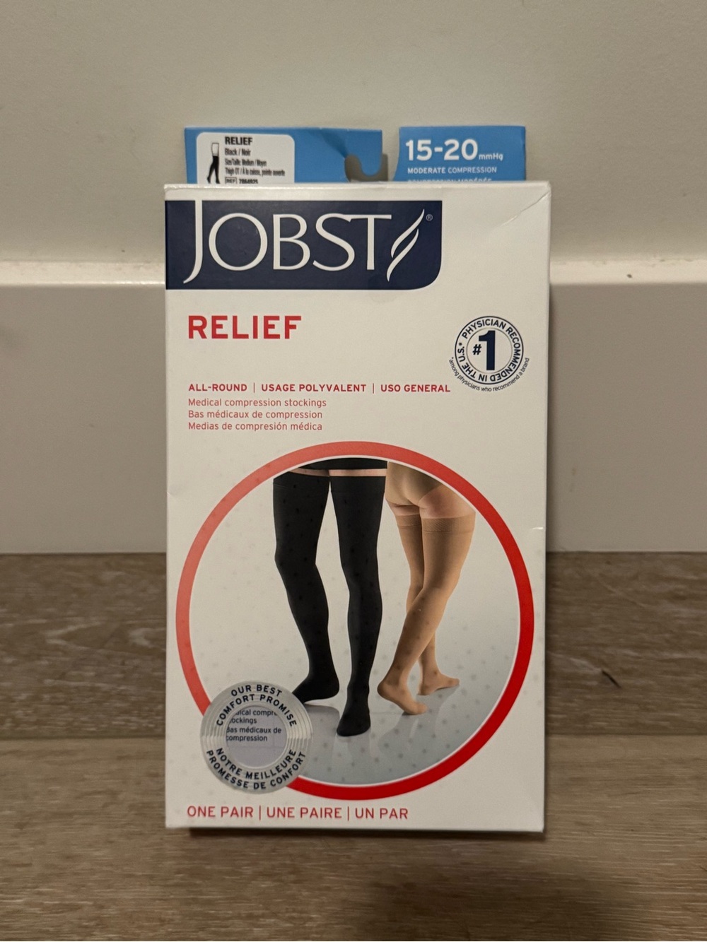 JOBST® Relief Thigh High 15-20 mmHg w Silicone Top Band Closed Toe Medium Petite